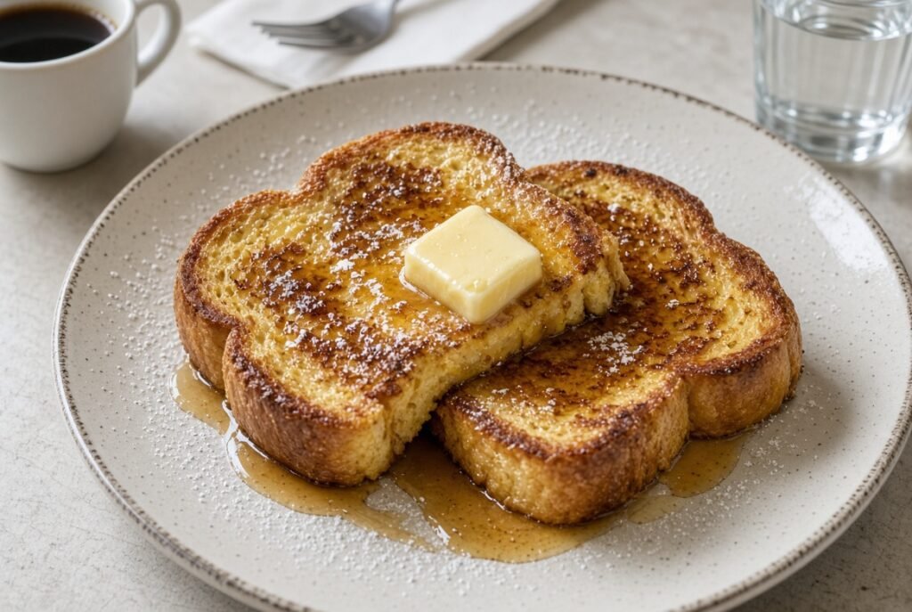 French toast with butter and syrup