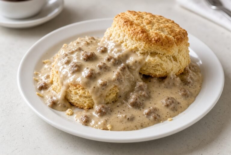 Biscuits and sausage gravy, Southern-style